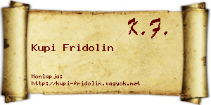 Kupi Fridolin névjegykártya